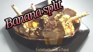 Banana split na barca de chocolate
