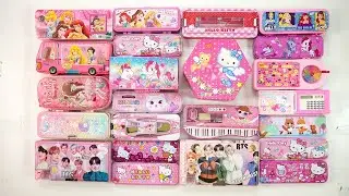 cute unicorn stationery collection 📚  geometry, hello kitty,pencil box, sharpener, eraser,unicorn