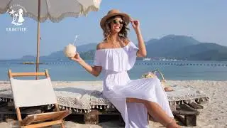 LILBETTER Womens Off The Shoulder Ruffle Party Dresses Side Split Beach Maxi Dress