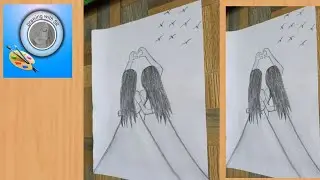 Best friend drawing tutorial step by step/how to draw best friends with pencil/best friends sketch