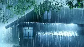 Goodbye Tension to Sleep Soundly with Strong Rain on Roof of Farmhouse & Loud Thunder on Rainy Night