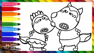 Draw and Color Wolfoo and Lucy Fighting 😠🐺🎀🐺💢🌈 Drawings for Kids