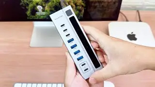 PULWTOP Powered USB C HUB - USB A/C 10Gbps and 45W Charging for Tablets and Phons