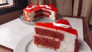 TORTA HELADA PERUANA RED VELVET (TERCIOPELO ROJO) MASA EN LICUADORA Y BAVAROIS DE CREMA DE QUESO