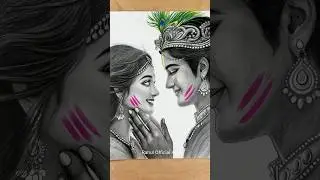 Radha and Krishna drawing ❤️🦚 | Krishna drawing | Holi drawing #radhakrishna #holi #krishnadrawing