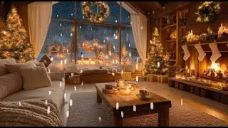 Warm Fireplace Ambience 🎄Cozy Christmas Night with Crakling Fireplace Sounds & Relaxing Piano Music