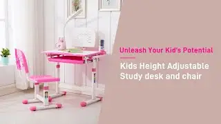 Kids' Height Adjustable Ergonomic Study Desk With Chair & Lamp