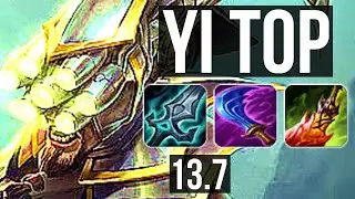 MASTER YI vs RENEKTON (TOP) | Rank 2 Yi, 10/1/6, 2.9M mastery, 1800+ games | KR Grandmaster | 13.7