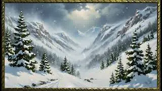 Antique Winter Landscape of Pure Calm| Gold Frame TV Art | Art Screensaver for TV | Wall Art
