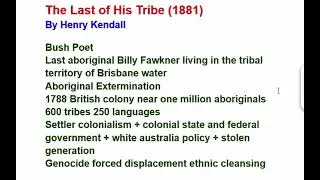 The Last of His Tribe by Henry Kendall Line by Line Hindi Explanation