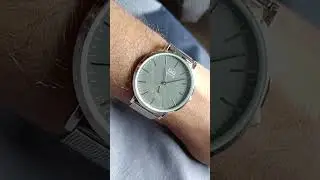 Q&Q Grey slim dial with mesh stainless steel chain men's watch.