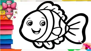How To Draw Rainbow Fish Drawing, Painting & Coloring For Kids and Toddlers    Child Art