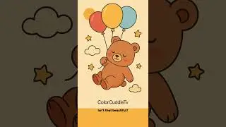 Floating Bear Calm Coloring Page 🎈🐻 | #Shorts #coloringforkids #relaxanddraw #calmforkids