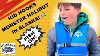 MONSTER HALIBUT!!! KID CATCHES GIANT In Ketchikan, Alaska