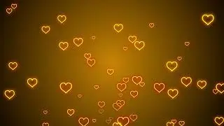 Gold Neon Light Hearts Flying💛Heart Background Video Loop [1 Hour] Animated Background