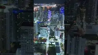 Modern City//Night Drone view.
