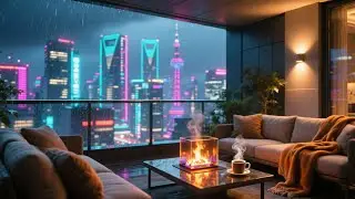 Relaxing Piano Jazz  🎹 Luxury Penthouse View in Futuristic Tokyo [Night Ambience]