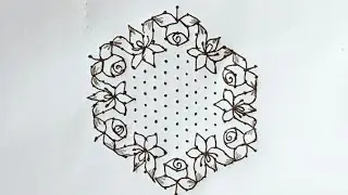 17*9 simple rangoli||rose flower rangoli design||Friday special muggulu 