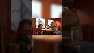 Caby happy | #funny #funforkids #cute #happy #capybara #animals #animation #snow #train