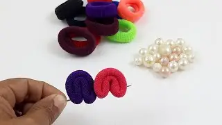 Beautiful Hair band flower making idea - Hair band embroidery flower - Rubber band flower making