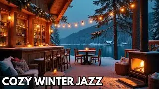 Winter Balcony on a Snowy Day ❄ Cozy Jazz Music, Crackling Fireplace for Study, Work & Sleep