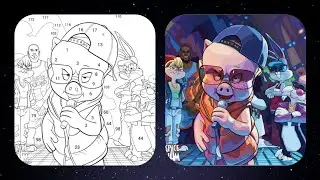 space jam and porky pig coloring / happy color gameplay / color by number / android gameplay