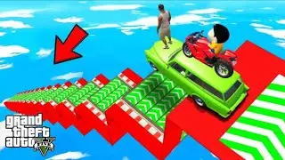 SHINCHAN AND FRANKLIN FOUND A SPECIAL FUNNEL SPIRAL WATER SLIDE IN MOUNTAINS IN GTA 5 GAMING