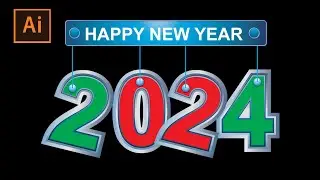 Happy New Year design in Adobe Illustrator #graphicdesign #tutorial #logodesign #happynewyear2024