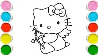 Cute Cupid Hello Kitty Drawing for kids, Painting & Coloring for kids, Toddlers | Easy to Draw