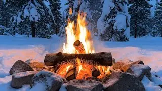 8 HOURS Cozy Fireplace in Snowy Forest ❄️ Winter Blizzard Ambience for Relaxation  8小時 雪地森林裡的舒心壁爐
