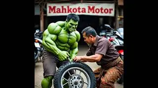Hulk is at the motorcycle repair shop changing a tire! #outcastgarage #garagerehab #viral
