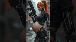Pregnant Robot Cyborg w/ a Machine Gun