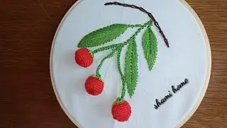 3D Raspberry flower design🍒 hand embroidery2023