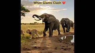 When the Earth Trembled: Elephant Herd vs. Lion Pride | Epic Wild Showdown ❤️#shorts
