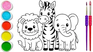 How to Draw Lion, Zebra, and Elephant | Easy Step by Step Animal Drawing for Beginners
