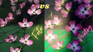 Flowering Dogwoods/One stroke technique/Acrylic painting