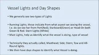 Colregs Vessel Lights and Day Shapes