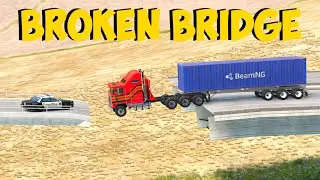 TRUCKS VS BROKEN BRIDGE COLLAPSE #2 - BEAMNG.DRIVE