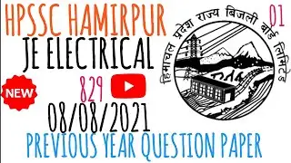 Part-01|post code-829|HPSSC-JE(ELECTRICAL)| TECHNICAL PAPER Solution#hp je electrical