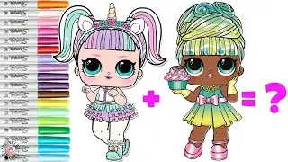 LOL Surprise Coloring Book Page Mash UP Festive BB and Unicorn become Festive Unicorn