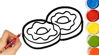 How to draw Tow Donuts  -Colouring for Kids & Toddlers |Draw, Paint and Learn _ Toto Art