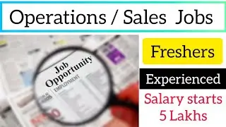 Operations Jobs for Freshers & Experienced | Sales Job Vacancy | Business Analyst Hiring