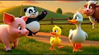 Five Little Ducks 🦆 | Cute Kids Song | Baby Nursery Rhymes | Animal Farm Cartoon