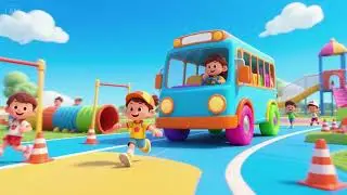Wheels on the Bus: Playground Obstacle Race | Nursery Rhymes & Kids Songs