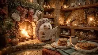 Hedgehog in a Cozy Valley 🦔 Piano Music and Crackling Fire Sounds for a Peaceful Reading Retreat