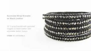 Chan Luu - Gunmetal Wrap Bracelet on Black Leather