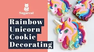 Rainbow Unicorn Cookie | Relaxing Sugar Cookie Decorating