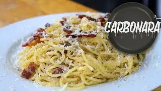 10 minute pasta CARBONARA recipe no cream | Smoked Bacon | Parmasan Cheese