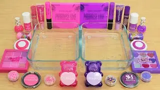Neon Pink vs Purple - Mixing Makeup Eyeshadow Into Slime ASMR  Same Same Edition