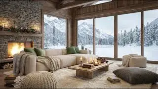 Improve Focus With Luxury Cozy Winter Cabin Ambience: Fireplace & Soft Jazz